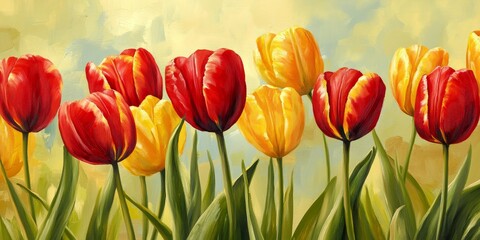 Colorful Mother s Day card featuring vibrant red and yellow tulips, perfect for expressing love and appreciation on Mother s Day with beautiful tulips that brighten any celebration.