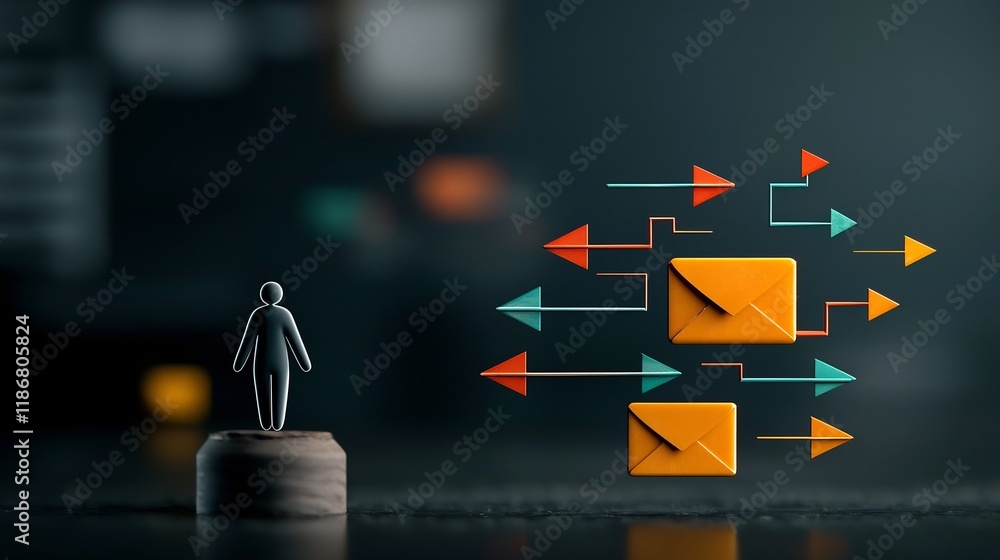 Aufkleber of a global communication and social network concept featuring a freehand human figure representing 