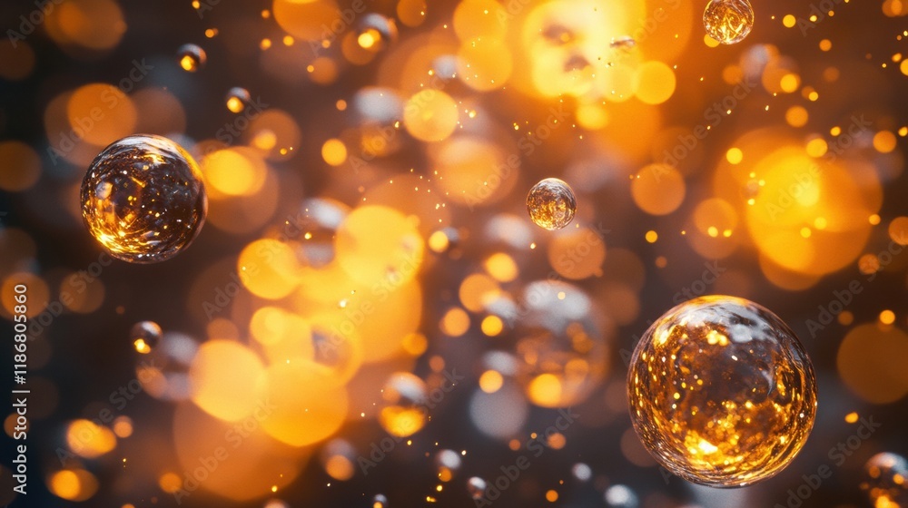 Poster Viruses suspended in tiny droplets of water exhibit intricate movement and coloration for a vivid scientific study. Generative AI