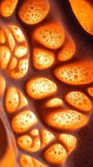 Fototapeta premium Abstract Cellular Structure: Glowing Orange Hues