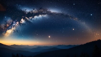 Naklejka premium Night sky with beautiful galaxy milky way view