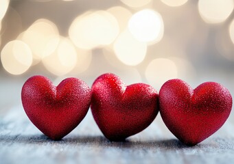 Obraz premium Red glowing hearts in background. Composition for Valentine's day, February 14th 