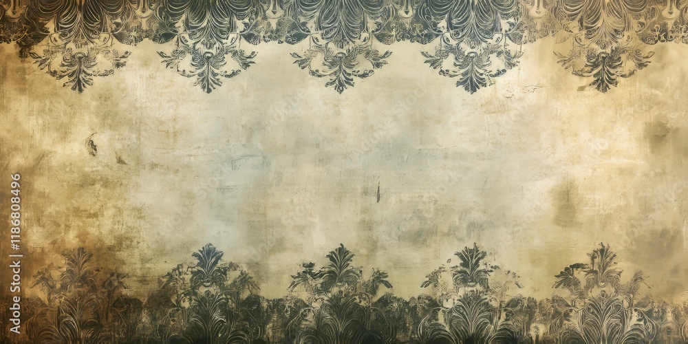 Poster vintage paper featuring intricate designs and emarginated elements, showcasing the unique texture an