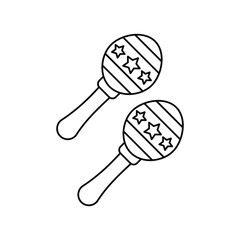 Maracas line icon with white background vector stock illustration