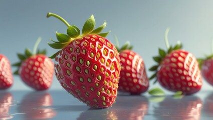 Strawberry set against a clear backdrop. The idea of tasty and nutritious berries