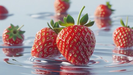 Strawberry set against a clear backdrop. The idea of tasty and nutritious berries