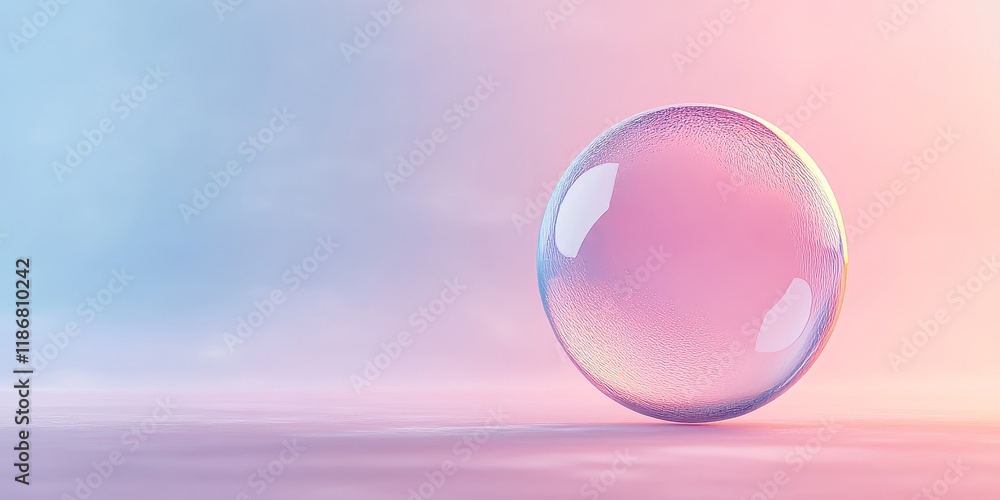 Aufkleber minimalistic and artistic soap bubble floats gracefully on a soft pastel background, creating an iso
