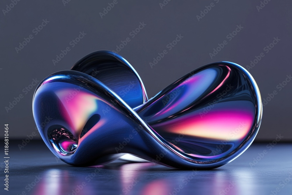 Aufkleber shiny, metallic object with a curved shape. the object is blue and purple in color. it is a piece of