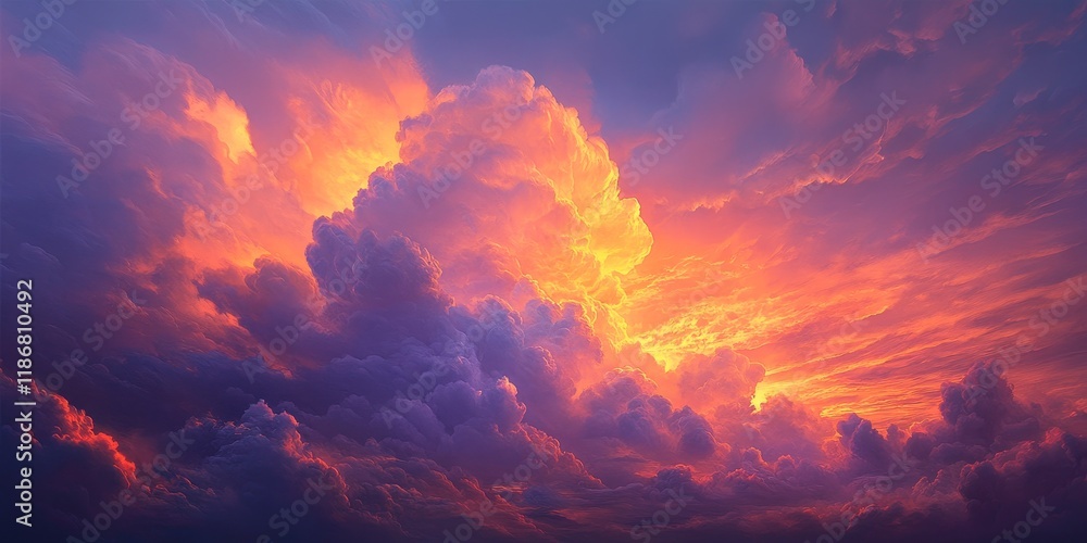 Poster sunset illuminated the relief cloud, creating a stunning visual display as the sunset painted the re