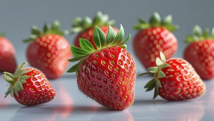 Strawberry set against a clear backdrop. The idea of tasty and nutritious berries