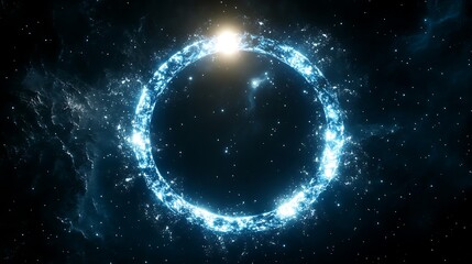 Glowing blue circle energy ring in space.