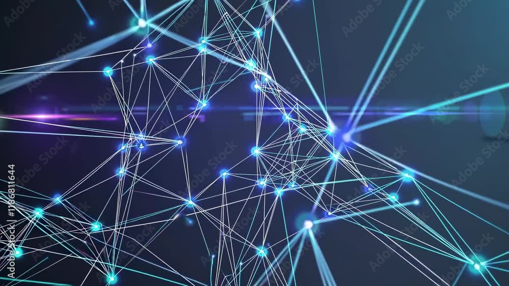 Poster exploring the intricate connections of a digital network showcasing technology and innovation
