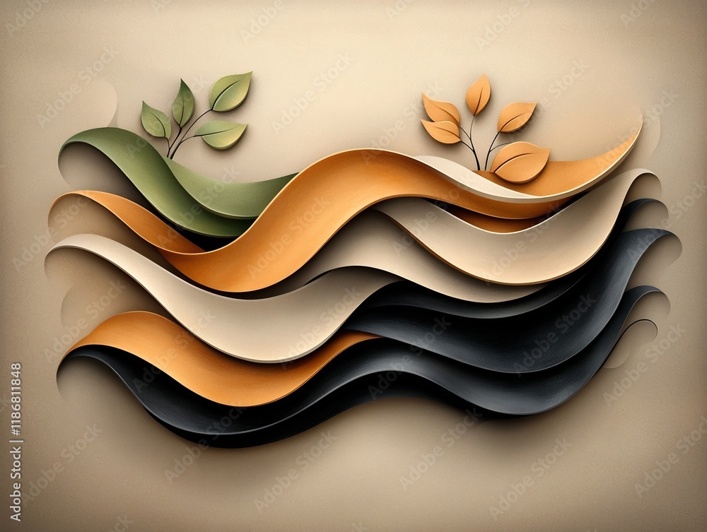 Poster intricate hand sketched abstract artwork depicting flowing organic patterns and interconnected symbo