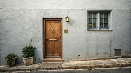 Rustic House Exterior Wooden Door, Plaster Wall, Composition, Photography, Architecture House Exterior, Architecture Photography