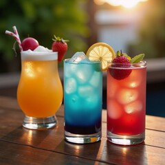 Fototapeta premium A vibrant collection of alcoholic cocktail patterns for refreshing summer drinks