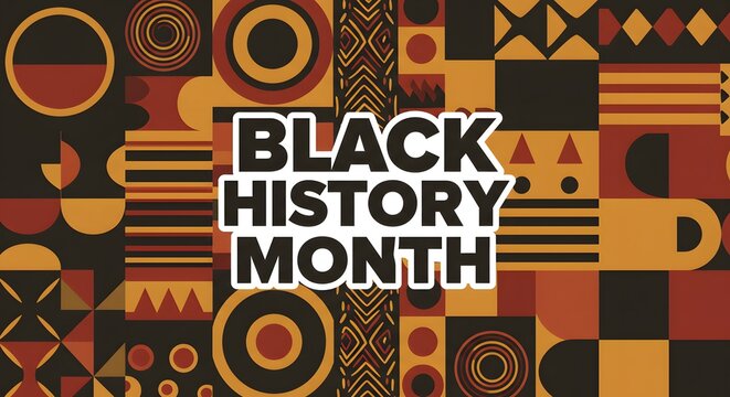 Bold black history month typography design with festive colorful abstract elements highlighting cultural diversity heritage and pride for artistic afrocentric modern awareness design