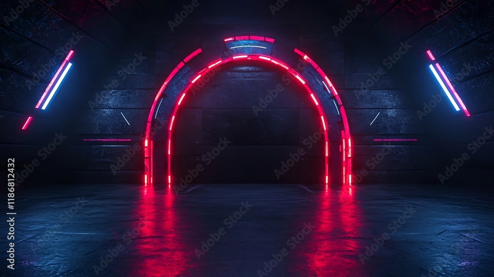Poster mesmerizing iridescent arch a hypnotizing kaleidoscopic portal of vibrant futuristic geometry dazzli