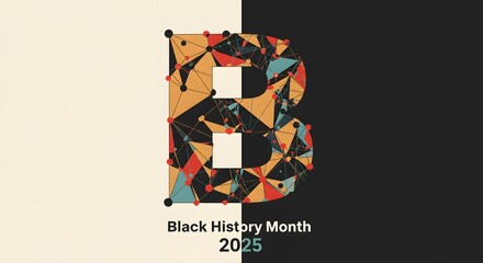 Black history month typography featuring intricate pattern design in bold geometric art style emphasizing culture diversity empowerment and heritage for unity and awareness