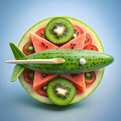 a-watermelon-shaped-airplane--with-kiwi-slices-as-