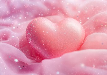 Fototapeta premium Photo of Pink heart Shape on soft pink background
