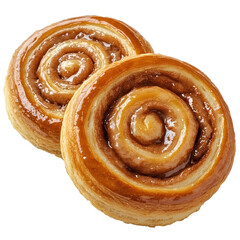 Fototapeta premium Hamburger Incel Mane or Viking Ensemble, two cinnamon rolls with filling in the shape of a spiral on a transparent background, PNG