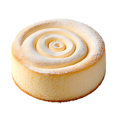 Fototapeta premium A realistic photograph of an elegant, round Japanese sponge cake with cream filling on a transparent background PNG