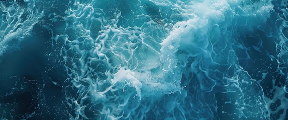 Abstract summer banner background Water waves in sunlight with copy space. Transparent blue clear water surface texture with ripples, splashes and bubbles. Cosmetic moisturizer micellar toner emulsion