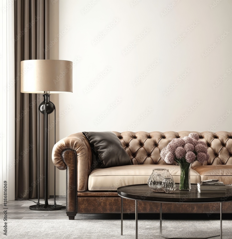 Poster modern design elements create a stylish and sophisticated atmosphere.