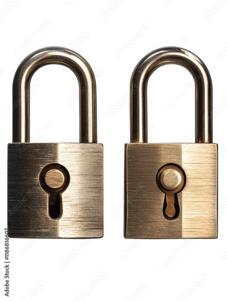 Aufkleber two gold locks with a keyhole in the middle. the locks are identical. concept of security and protec