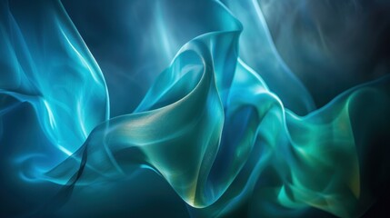 Obraz premium Abstract teal and blue flowing fabric waves.