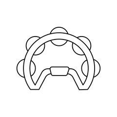 Tambourine line icon with white background vector stock illustration