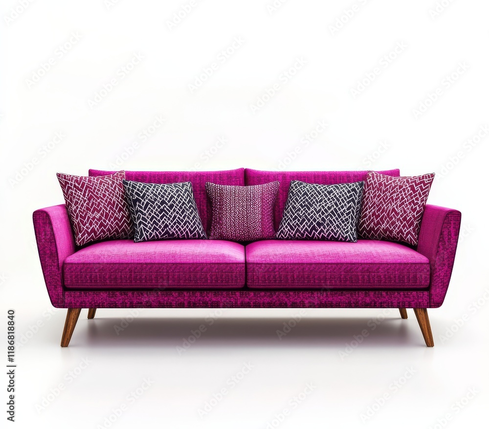 Poster modern pink sofa designed for minimalistic spaces.