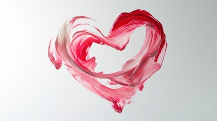 Abstract heart shape formed by soft pink and red brushstrokes