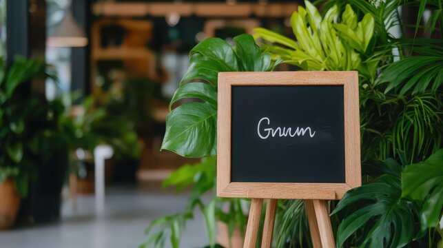 A blackboard with the word Gnm written on it
