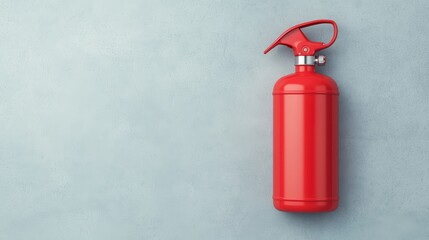 Obraz premium Bright Red Fire Extinguisher on Light Gray Background