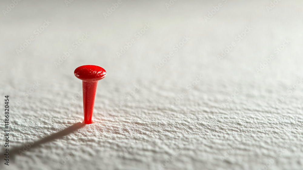 Aufkleber minimalistic red pushpin on textured white surface with shadow