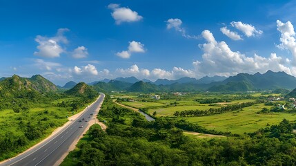 Scenic Highway Winding Through Lush Green Mountains
