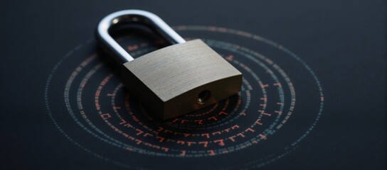 Padlock on binary code backdrop highlights cybersecurity theme Free photo set