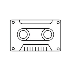 Cassette Tape  line icon with white background vector stock illustration