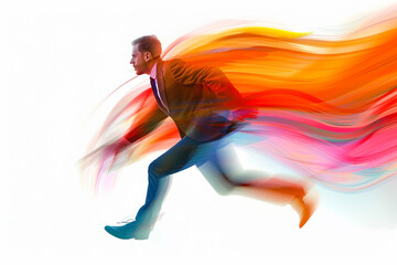 Obraz premium Silhouette of a Person Running: Motion Concept on White Background