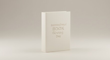 Minimalist embossed hardcover book design promoting literacy event and modern book gifting campaign ideal for simplicity and education concept