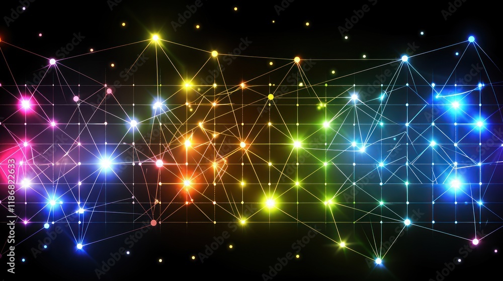 Poster abstract colorful network connection.