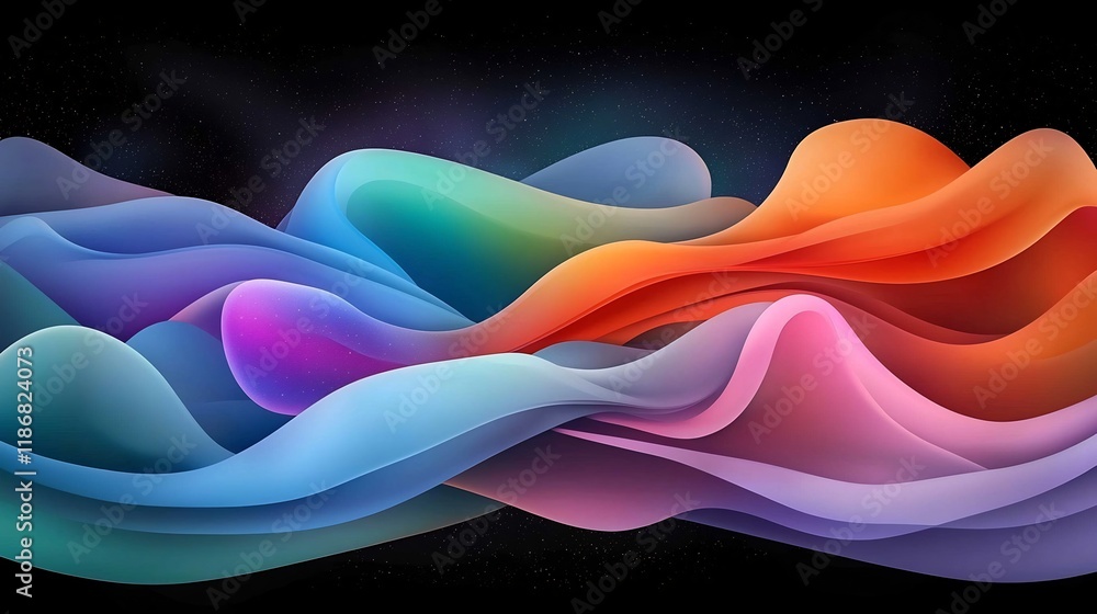 Aufkleber mesmerizing iridescent waves a surreal digital art backdrop featuring flowing shifting shapes in a v
