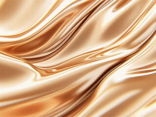 Fototapeta premium Abstract glossy chocolate waves in rich brown hues, symbolizing luxury and indulgence. The texture conveys smoothness and elegance, perfect for backgrounds.