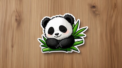 Adorable panda bear cub nestled in bamboo, peaceful and serene. Perfect for nature lovers!
