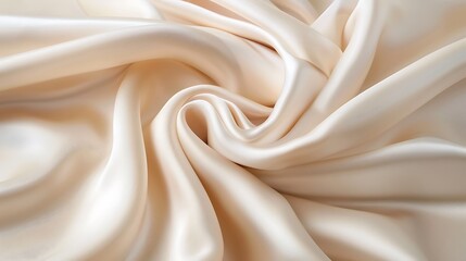 Fototapeta premium Closeup of rippled white satin fabric texture background