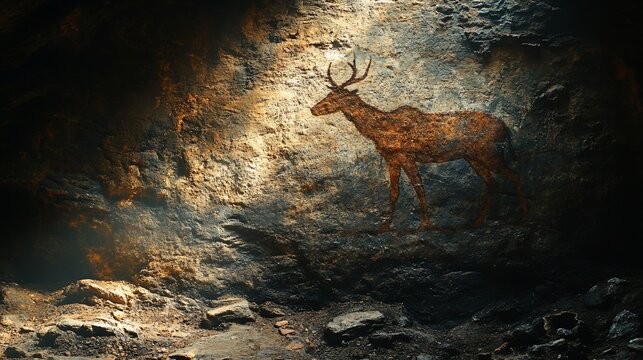 Ancient Cave Painting Depicts A Majestic Deer