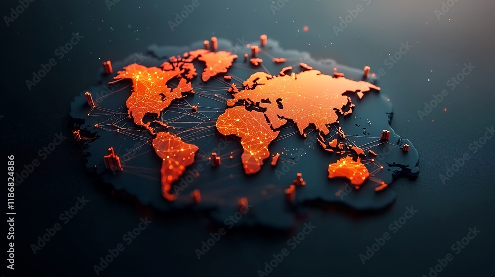 Poster vibrant global connectivity flowing networks of digital communication and information representing t