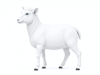 Fototapeta premium A White Lamb Is Portrayed In A Simple Pattern Of Itself On A Blank White Background. 00002