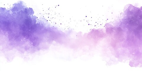 Blue and Purple Watercolor Dust Explosion with Flying Particles and Smoke Effect on White Background